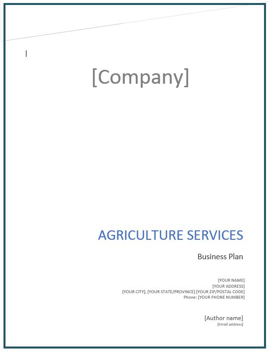 Agriculture Services Business Plan