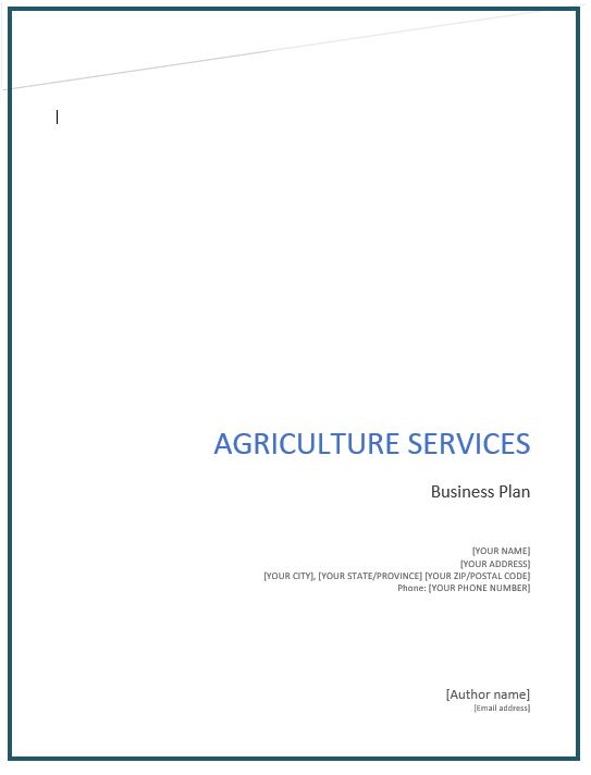 Agriculture Services Business Plan 2