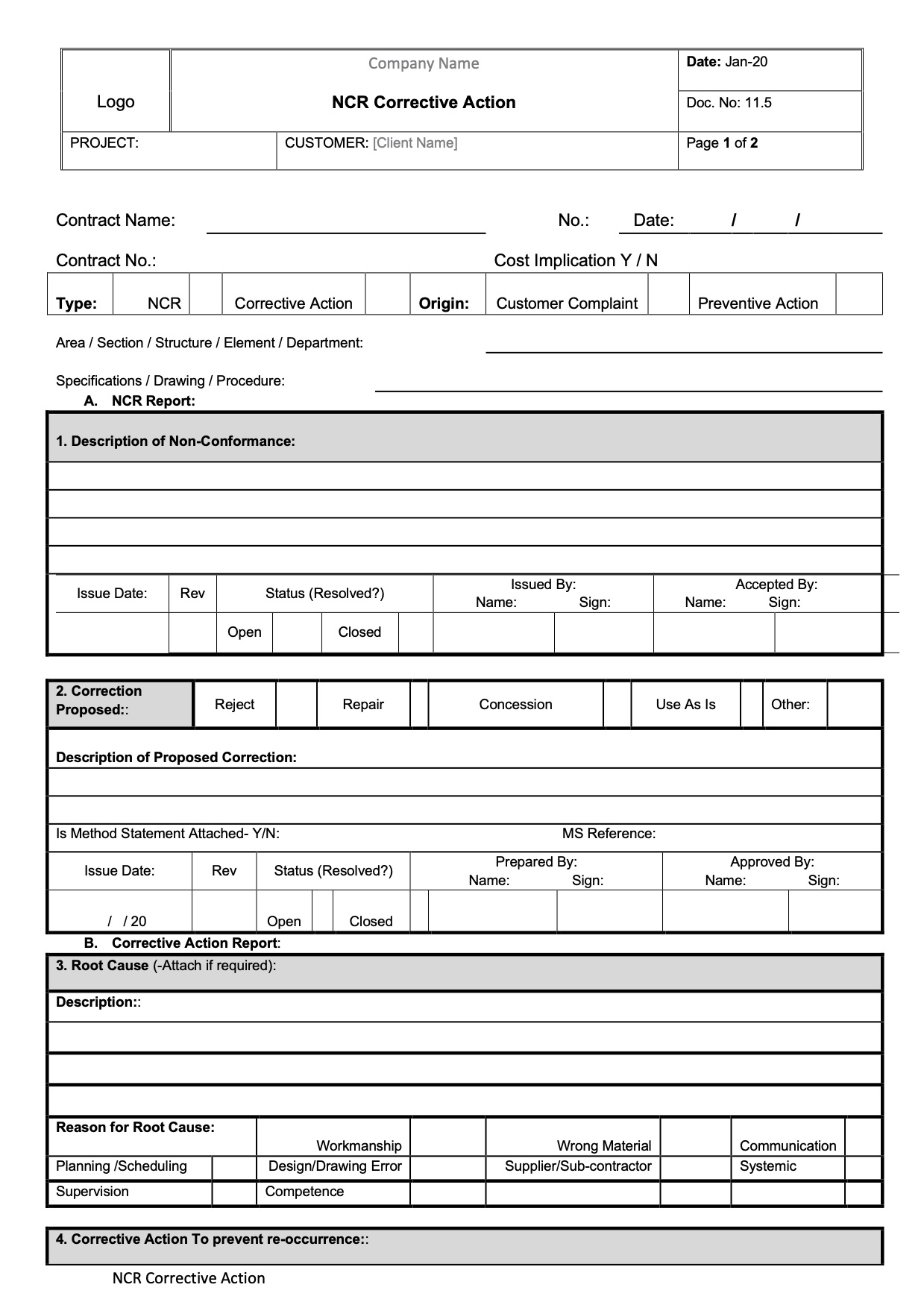 CT017 - Non Conformance Report